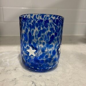 NWT Anthropologie Icon Juice Glass Blue with White Stars